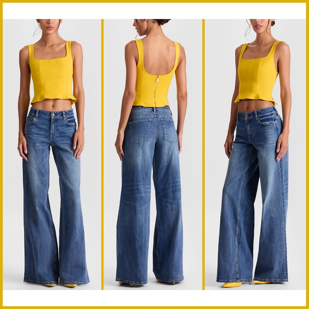 Alice + Olivia Vera Yellow Cropped Tank Top - Picture 4 of 11